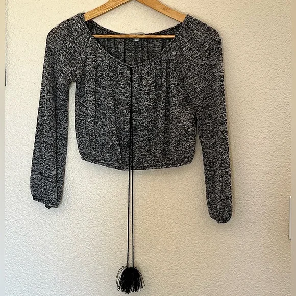 Charlotte Russe | Tassle Long-Sleeve Crop Top