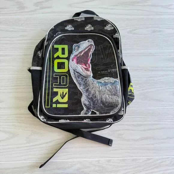 Jurassic World Boys Black Laptop Sleeve Backpack School Bag – Preowned