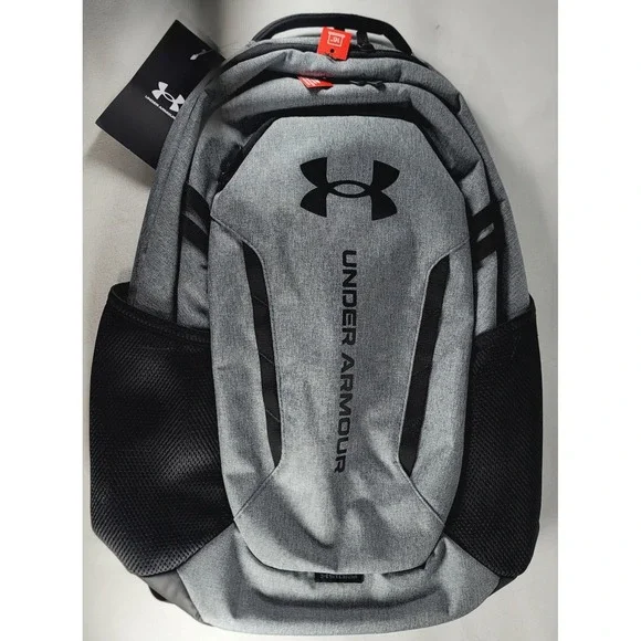 Under Armour Hustle 6.0 Backpack UA Grey Storm School 16in‎ Water Repellent Bag