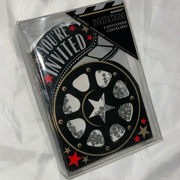 Vintage Movie Reel Invitations 8 Theater Night Theme NEW