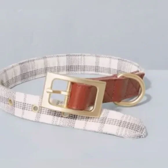 Hearth & Hand with Magnolia Pet Collar Plaid Gray Brand new with tags NWT