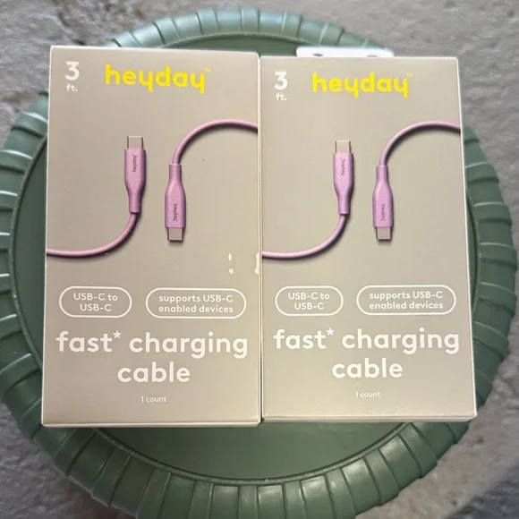 NWT bundle of 2 Heyday Lavender USB-C to USB-C Charging Cable