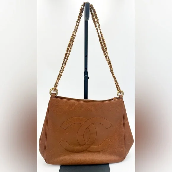 Chanel Brown Caviar Leather Shoulder Bag