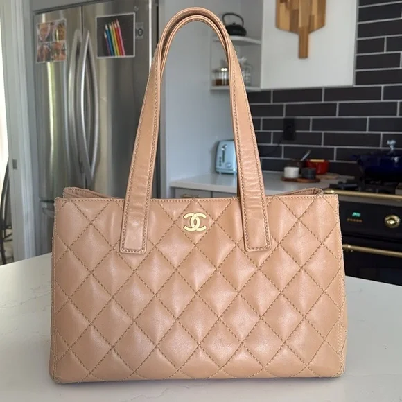 CHANEL Calfskin Wild Stitch Medium Tote