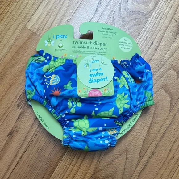 Green Sprouts Blue Swim Diaper with Aquatic Design