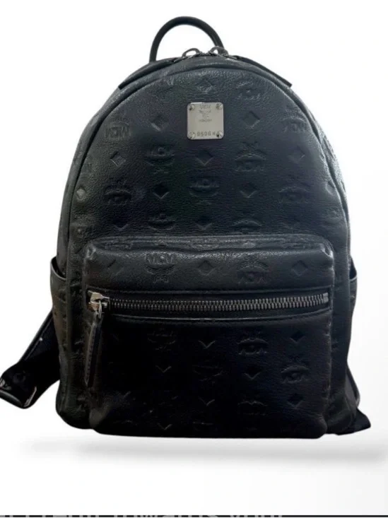 MCM Black Visetos Embossed Mini Backpack