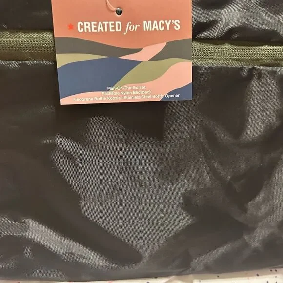 NWT Macy's Black Nylon Pouch Backpack