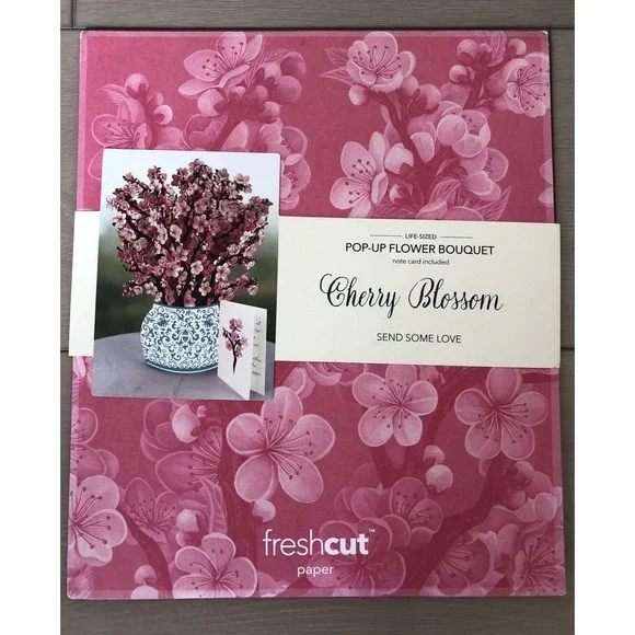 New Cherry Blossom Freshcut Paper 3D Pop Up Bouquet Card Set