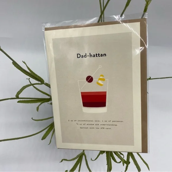 Dad-hattan home-cooked greeting card Father’s Day 4.5” by 6.25” blank inside