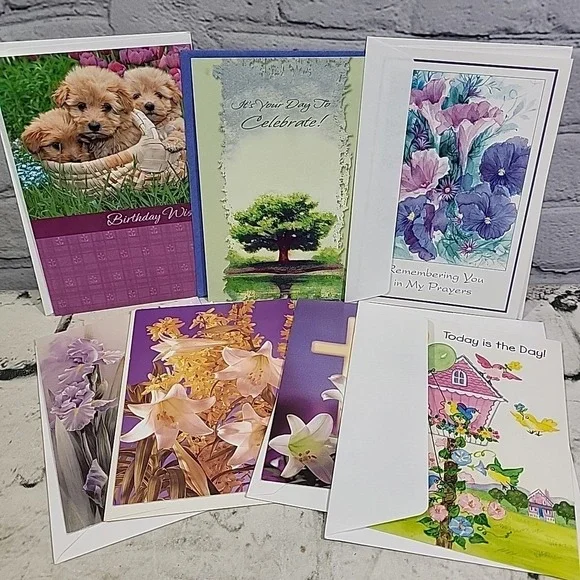 Assorted Greeting Cards Easter Birthday Christian Lot Of 7 With Envelopes