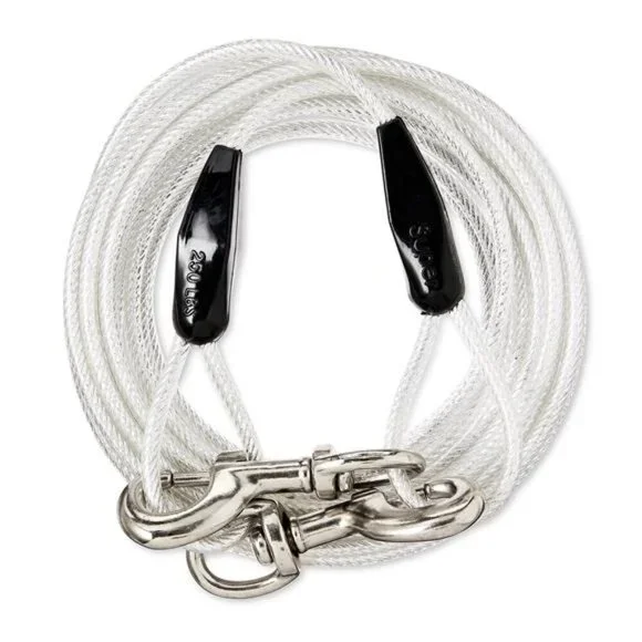 Reflective Vinyl-Covered Tie-Out Cable for Dogs up to 250 lbs, 25'