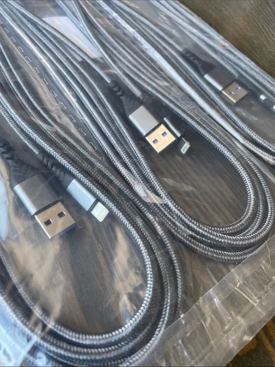 Lightning to USB Charging Cable 3-pack. Universal Braided – Gray