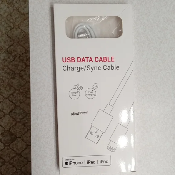 White USB Data Cable for Apple Devices