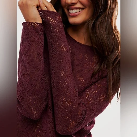 Free People In The Meadow Lace Top in Port Royal, Size Small