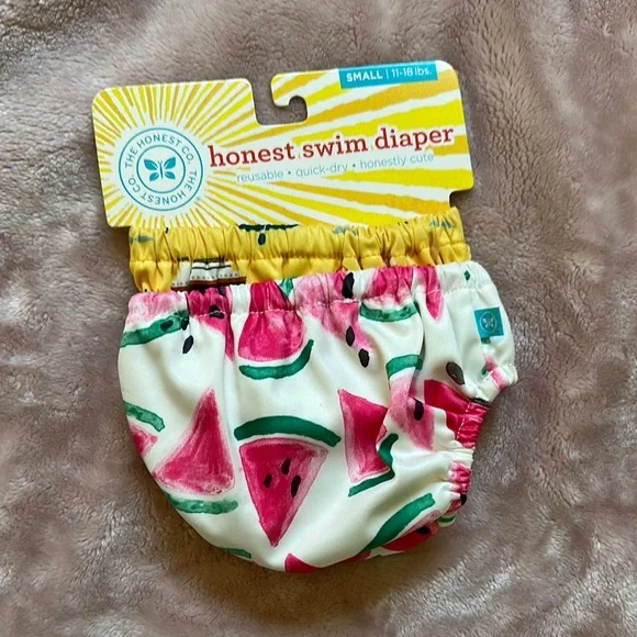 The Honest Company Yellow and Pink Diaper Cover Watermelon Print