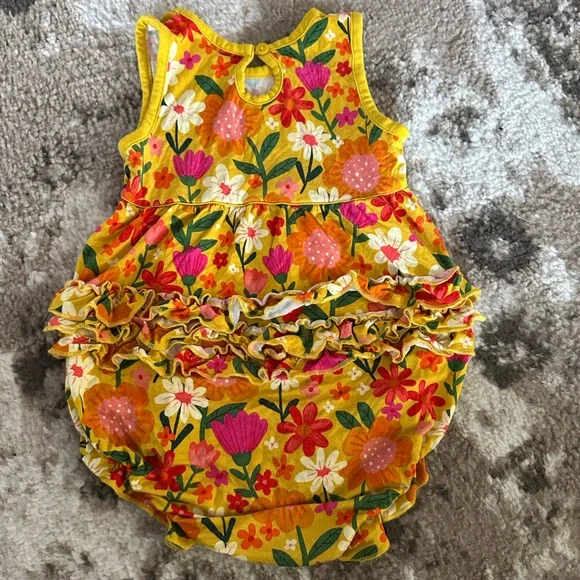 Little Sleepies Yellow Floral Ruffle Bubble Romper