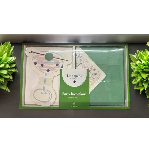 10ct Party Invitations Cream/Green/Pink - kate spade new york x Target