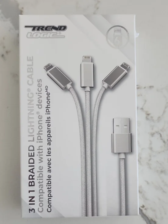 3-in-1 Braided Lightning Cable - Silver
