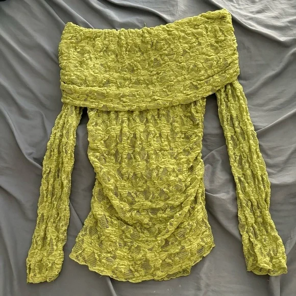 Zara Green Off the Shoulder Top