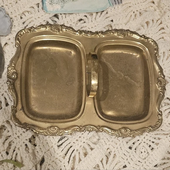 Brass And Copper Rosemar Serving Tray, Gold Tone