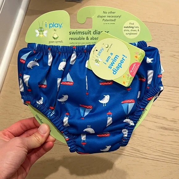 i play. Blue Seagull & Sailboat Swim Diaper Cover