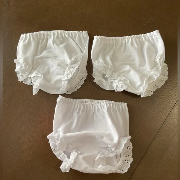 Baby Girls White Double Seat Diaper Cover Bloomers Preemie - XS