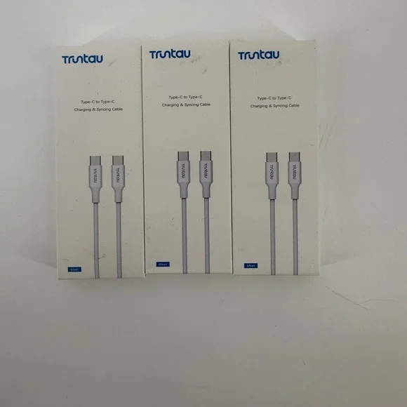 3 pack Truntau 6ft USB C to USB C‎ Charging Sync Cable White 3A Fast Charge