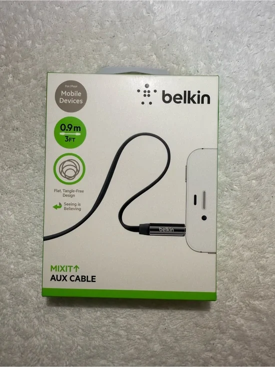 belkin Black Mixit Aux Cable - Flat Tangle-Free Design