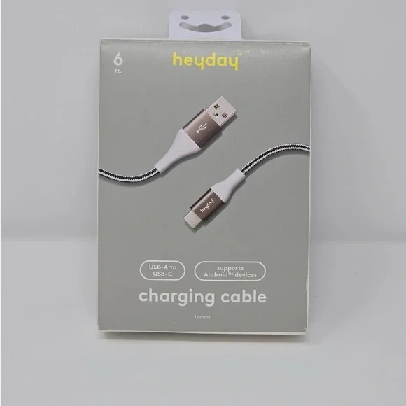 Heyday USB-A to USB-C Cable - Black and‎ White