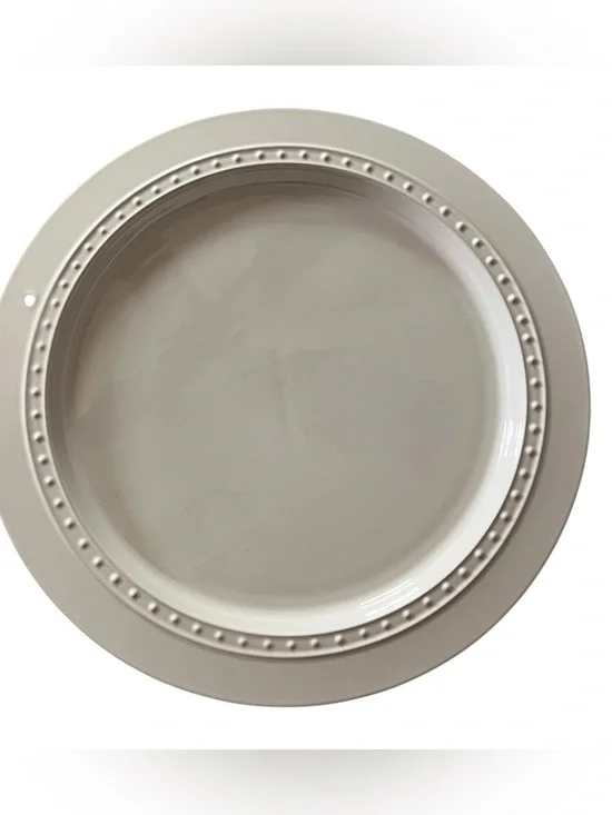 Nora Fleming Retired Round Platter in White Pearl Dot 15”