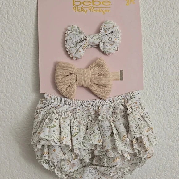 Bebe Floral Baby Bloomers with Bows