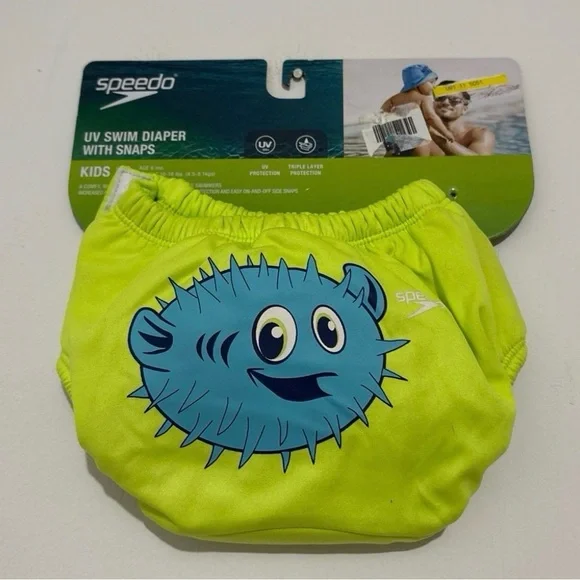 NWT Speedo Kids UV Swim Diaper With Snaps features - Size S 6 Months