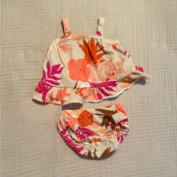 Carter's Floral Diaper Cover Set - Pink and Orange