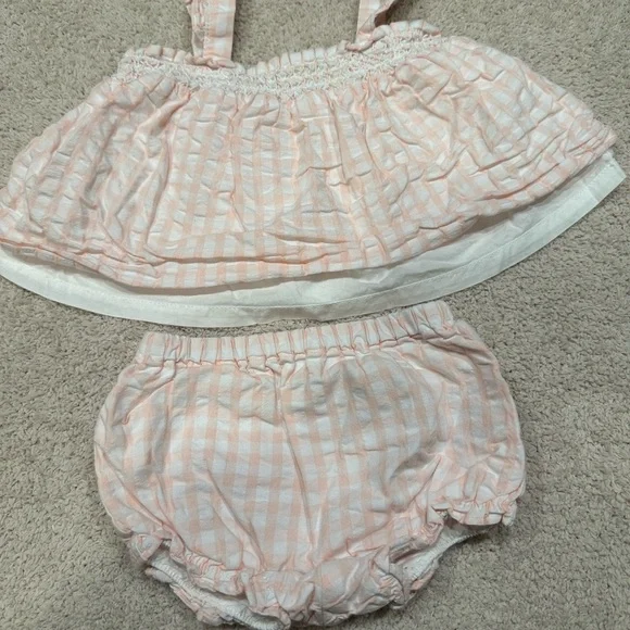 Janie and Jack Pink and White Diaper Cover