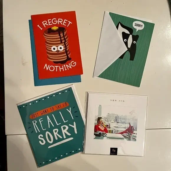 I'm Sorry / New Job / Blank‎ Greeting Card (Lot of 4 Cards) (new)