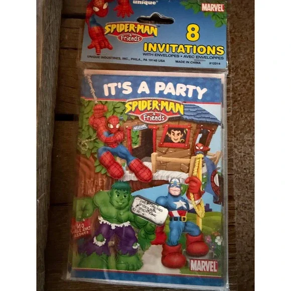 Spider-Man Friends Party Invitations Kids 8 ct Vintage 2003 Birthday Cards Y2K