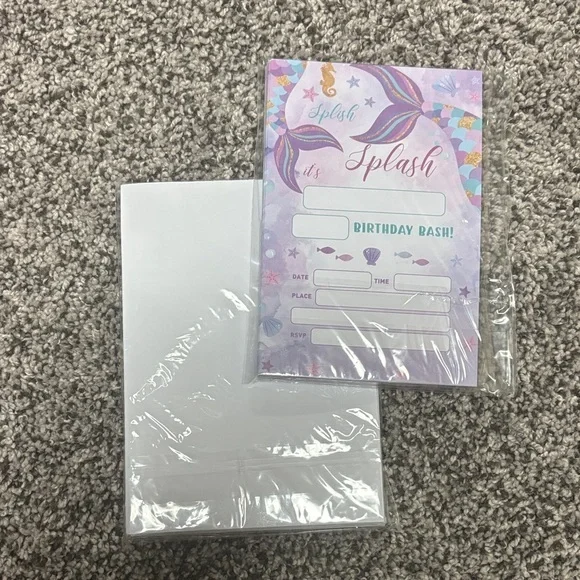 Mermaid Birthday Party Invitations - Purple and White - 20
