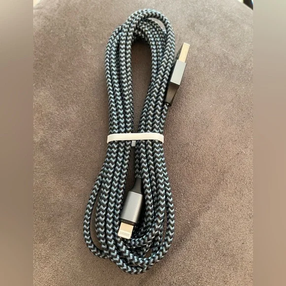 9ft Blk/Blue Lightning Cable iPhone Charger Cable Nylon Braided Charging Cord