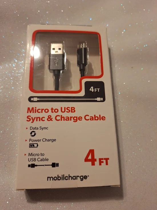 Micro USB 4 ft - B Black Micro Sync & Charge Cable