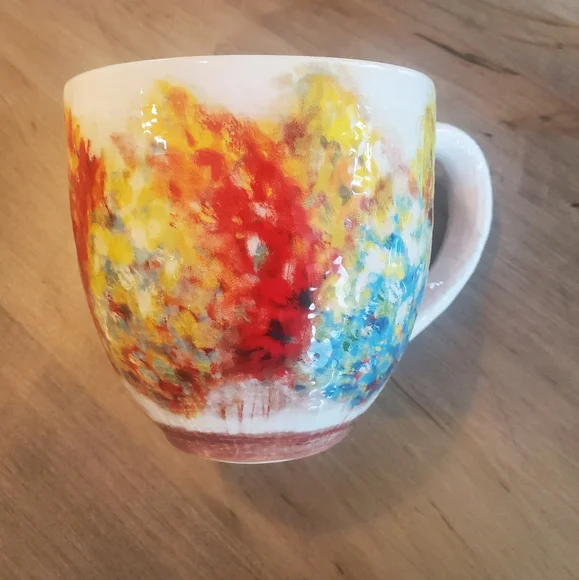 Pier 1 Rare Watercolor Ceramic Large Art Mug