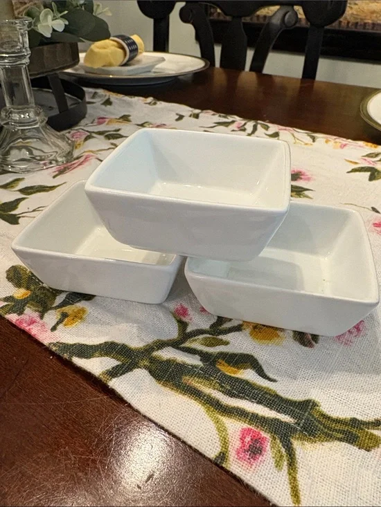 Set of 3 Pier 1 White Ceramic Dipping Bowls