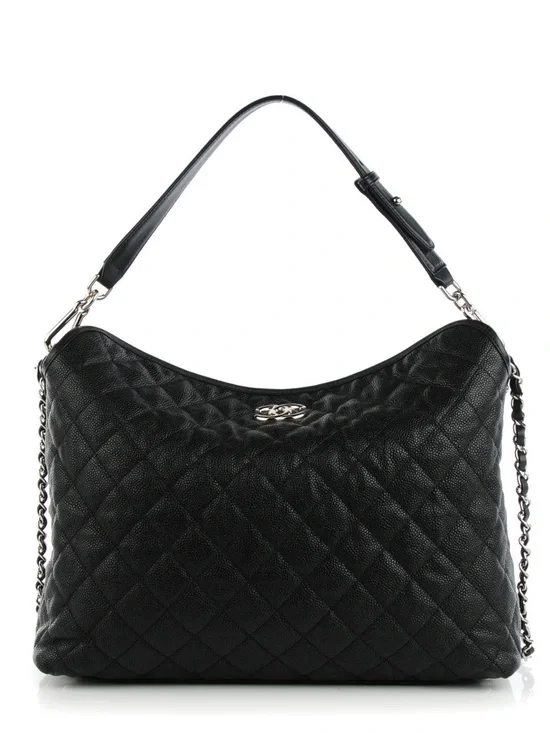 Chanel Caviar Quilted French Riviera Hobo Black