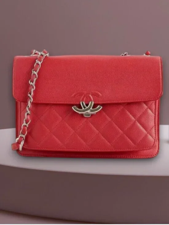Authentic Chanel Caviar CC Box Flap Bag Luxury Classic