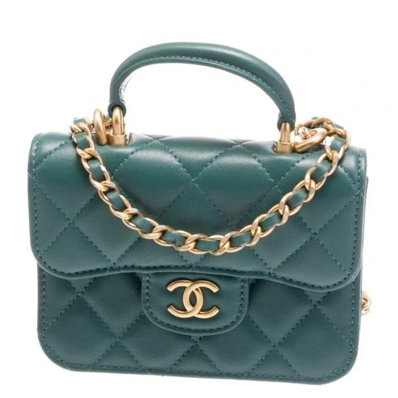 CHANEL Mini Quilted Top Handle Coin Purse GORGEOUS!‎