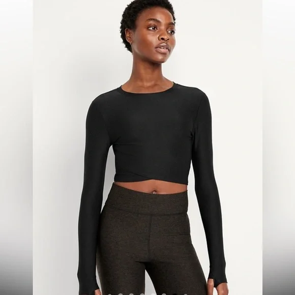 Old Navy Cloud + Ultra Cropped Wrap Front Top
