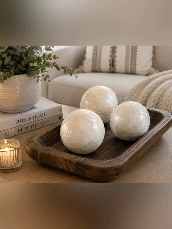 Pier 1 Decorative Orbs Set of 3 | 4” Spheres Home Decor