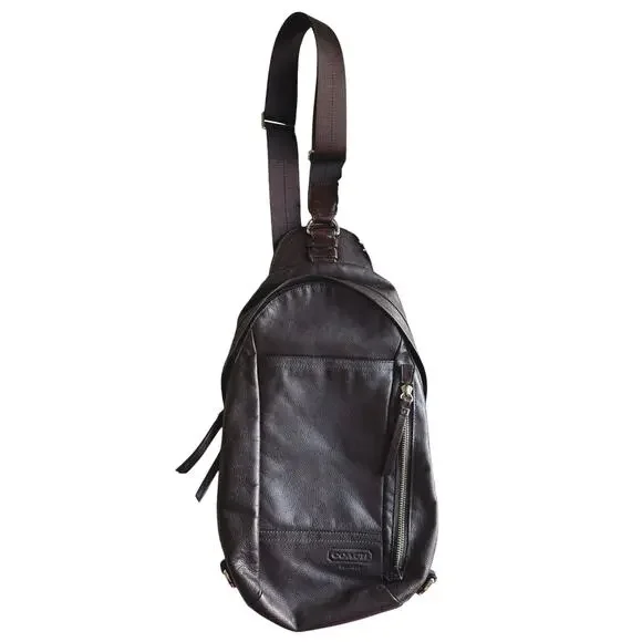 COACH Thompson Convertible Brown Leather Sling Bag Backpack