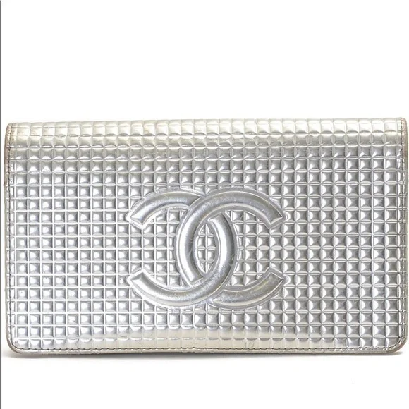Chanel Silver Metallic Paten Leather Wall…