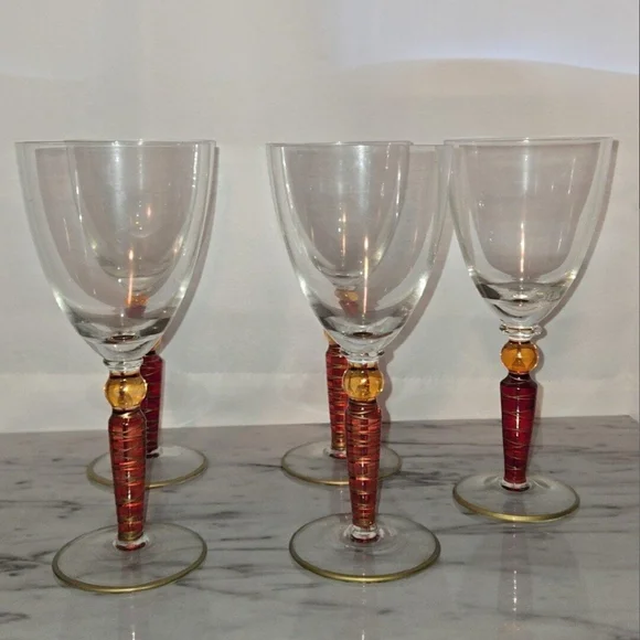Pier 1 Orbit Spice Water / Wine Goblets