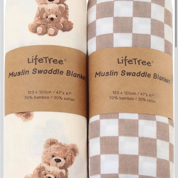 Muslin Swaddle Blankets, Baby Swaddling Wrap Nursery Blanket Unisex 2pack